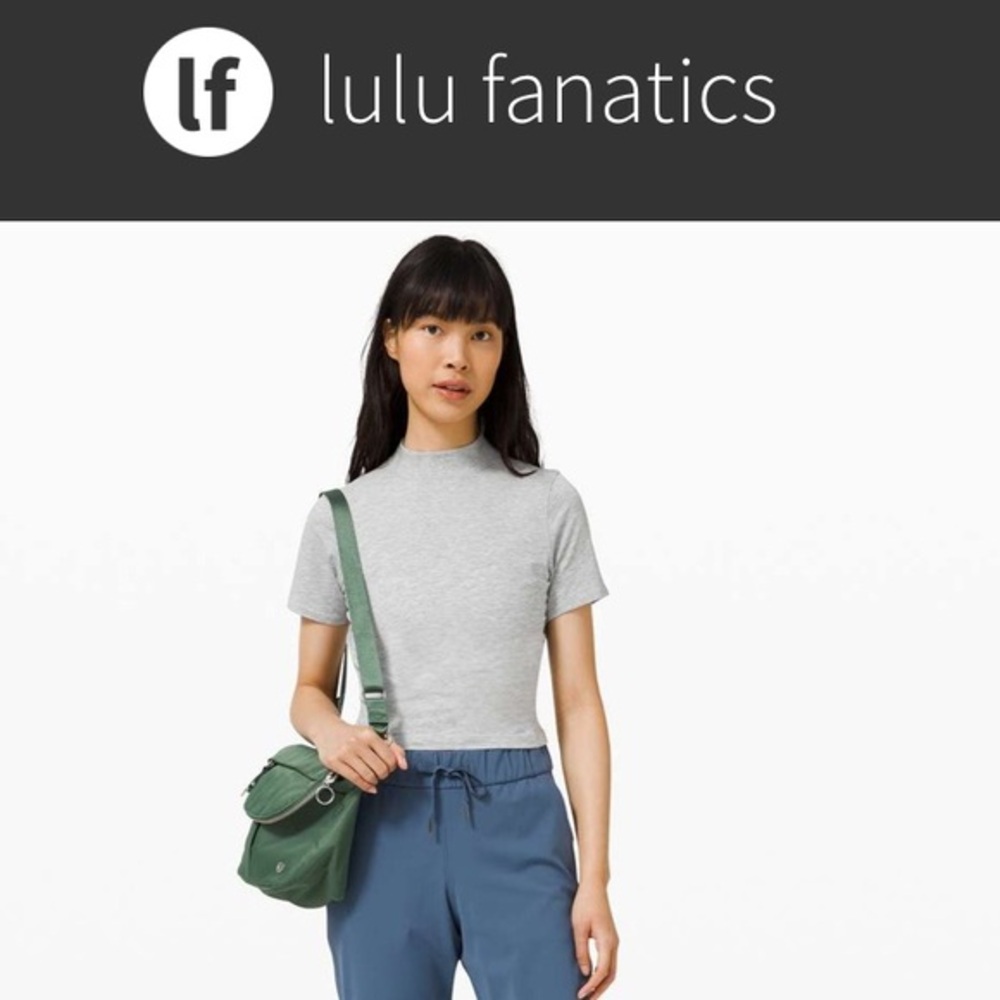 NWT Lululemon Kitsilano Cropped Mock Neck Tee sz 10 Heathered Core Light Grey